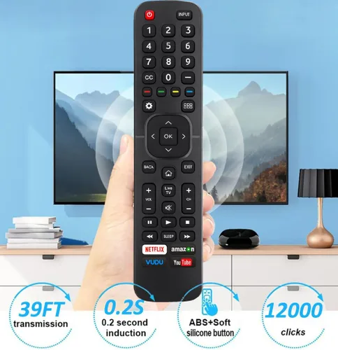 Vista 6 de Control remoto de repuesto para todos los televisores inteligentes Hisense 4K LED HD UHD (EN2A27), apto para Hisense Android Smart TV EN2A27