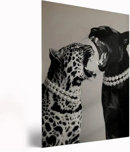 Vista 10 de Impresión de guepardo en el espejo, impresión de fotografía en blanco y negro, leopardo vintage en blanco y negro, fotos de espejo con aspecto