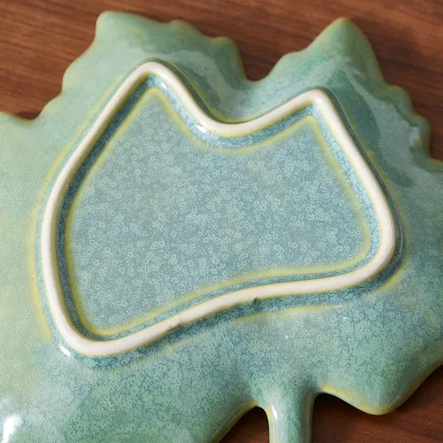 Vista 7 de VOMANA Plato de cerámica para joyas, bandeja de cerámica verde, plato de porcelana versátil para baratijas de porcelana, cuenco decorativo