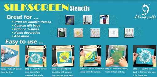 Vista 5 de Alinacutle Plantillas de serigrafía reutilizables de bienvenida a nuestro hogar, plantilla de serigrafía autoadhesiva para decoración del hogar