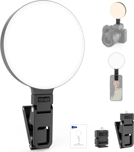 Vista 10 de NEEWER Versión de Nivel de Entrada Luz de Selfie para Teléfono para iPhone, 2500-9000K CRI80 2000mAh Recargable Luz de Clip de Plástico