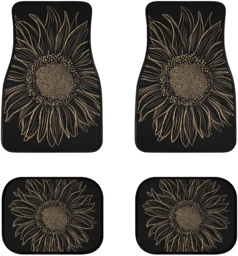 Vista 20 de Delerain Black Bear Night Trees - 4 alfombrillas delanteras y traseras de goma para piso de automóvil, alfombrillas para todo tipo de clima, ajuste