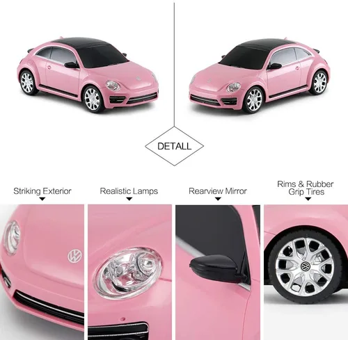 Vista 4 de RASTAR Radio Control remoto escala 1/24 Volkswagen Beetle con licencia RC Model Car (rosa)