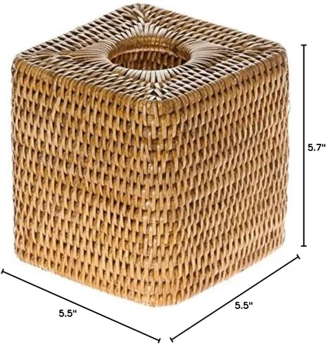 Vista 5 de KOUBOO Funda para caja de pañuelos, soporte para pañuelos, baño, cocina, habitación de invitados, elegante funda decorativa para caja de pañuelos