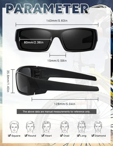 Vista 3 de TIANYESY Gafas de sol polarizadas para hombres y mujeres modernas retro deportivas rectangulares envolventes vintage protección de tiro