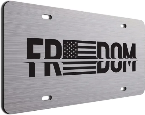 Vista 21 de JASS GRAPHIX Placa de matrícula personalizada con la bandera estadounidense de línea amarilla, homenaje personalizado a despachadores y operadores