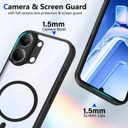 Vista 688 de Funda magnética transparente compatible con Xiaomi 17T, color negro 2 en 1 PC + TPU cubierta de teléfono a prueba de golpes, carcasa protectora