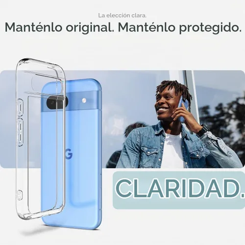 Vista 3 de Spigen Carcasa ultra híbrida para Pixel 8a, transparente Anti-Yellowing Resin, Air Cushion Technology, Military-Grade Drop Protection, Raised