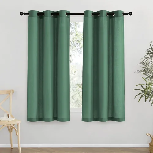 Vista 163 de NICETOWN - Cortinas de lino angora para ventana de cocina sobre el fregadero, con ojales, lino grueso angora, tratamientos cortos para ventanas