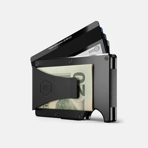 Vista 2 de The Ridge - Billetera delgada minimalista para hombre, Negro