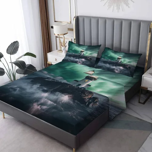 Vista 31 de Juego de sábanas tamaño individual: sábanas y fundas de almohada, sábanas y fundas de almohada, microfibra suave y bolsillo profundo y patrón sin