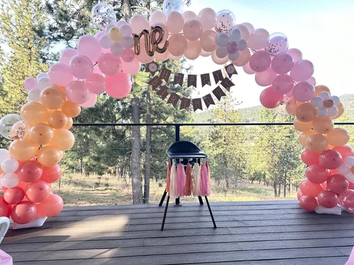 Vista 6 de Arco de globos, innovador kit de arco de globos resistente, soporte de arco de globos ajustable de 10 pies de ancho y 9 pies de alto con bases