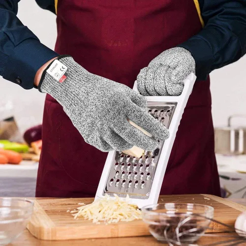 Vista 8 de Guantes resistentes a cortes, protección de manos de grado alimenticio nivel 5, guantes de corte de cocina (XS)