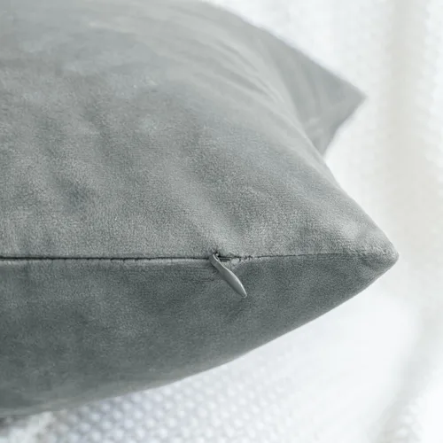 Vista 4 de HWY 50 fundas de almohada decorativas de terciopelo sólido para sofá, sala de estar., Terciopelo, gris, 20x20 pulgadas