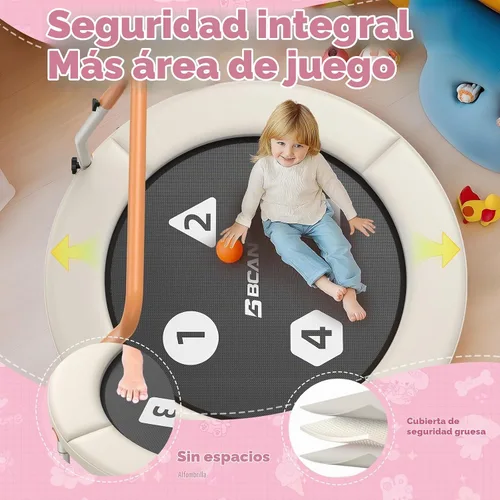 Vista 4 de BCAN BT1 - Trampolín plegable de 36 pulgadas, certificado ASTM, para niños de 1 a 6 años, mango ajustable, almohadilla de seguridad y patas