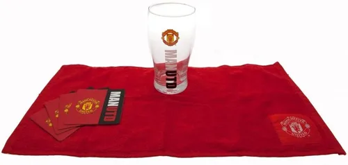 Vista 2 de Manchester United Work Mark - Juego de minibar de cristal, multicolor, 19.2 fl oz