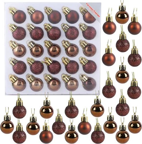 Vista 9 de Christmas Concepts® Juego de 25 mini bolas para árbol de Navidad - 25 mm - Adornos colgantes decorados con acabado brillante, mate y purpurina