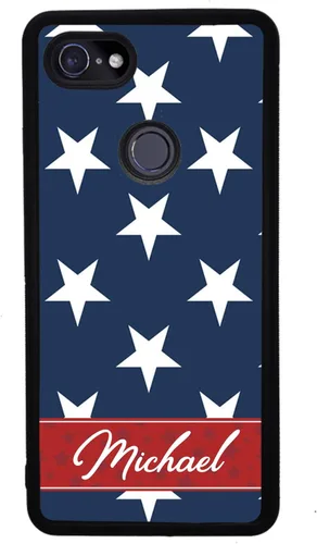 Vista 4 de Funda de goma negra personalizada con estrellas rojas, blancas y azules, compatible con Google Pixel 10, 10 Pro, 10 Pro XL, 9a, 9 Pro, Pixel 9