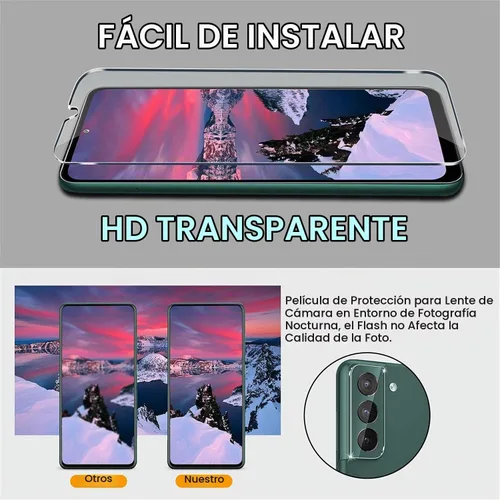 Vista 7 de Protector de pantalla (paquete de 3) para Samsung Galaxy S22 5G, vidrio templado 9H, compatible con huellas dactilares ultrasónicas, transparente