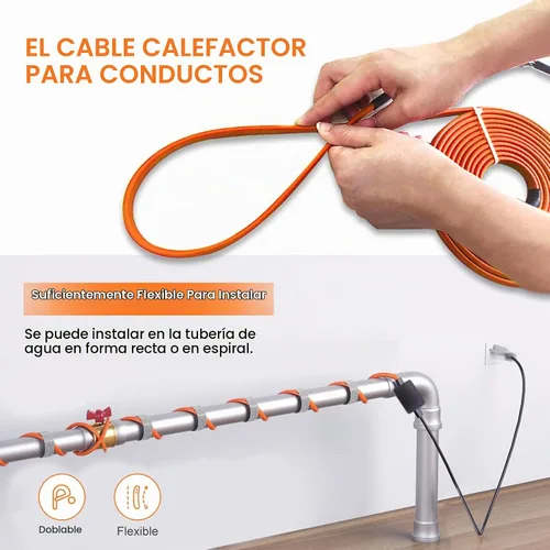 Vista 4 de Cupohus - Cinta térmica de 3 pies para tuberías de agua con termostato