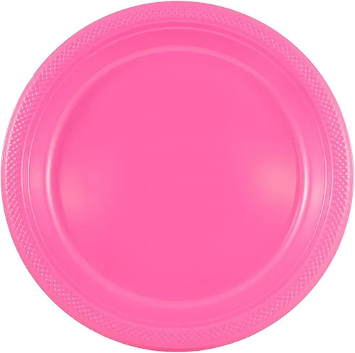 Vista 21 de Platos para fiesta de plástico redondos y cuadrados colorido de 7, 8, y 9 pulgadas, 10/20 platos por paquete, Negro