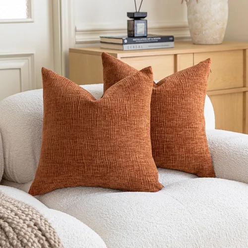 Vista 15 de Home Brilliant Fundas de almohada de primavera de 18 x 18 pulgadas, fundas de almohada decorativas de terciopelo chenille a rayas para decoración
