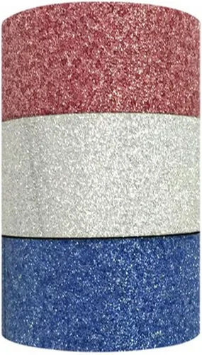 Vista 2 de Wrapables Cinta adhesiva Washi roja plateada y azul (juego de 3), 16.4 ft de largo x 0.591 in de ancho