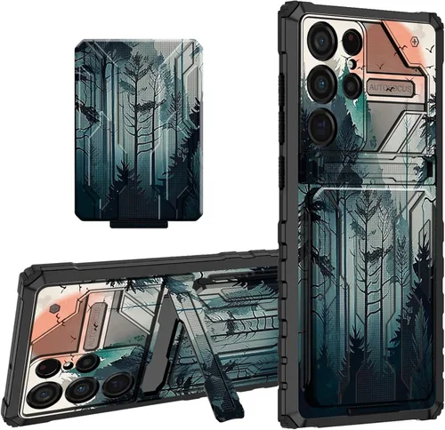 Vista 33 de Funda protectora de TPU suave para Samsung Galaxy A03S con soporte para tarjeta de crédito y soporte de doble capa de policarbonato duro de TPU