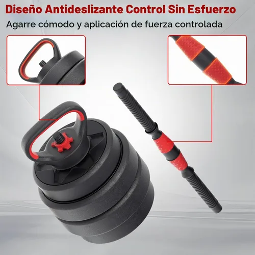 Vista 5 de KEY2FUN Mancuernas ajustables, juego de pesas libres de 22/33/44/66/88 libras con conector, juego de pesas 4 en 1 utilizado como pesas rusas, barra