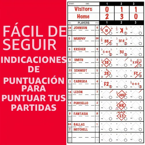 Vista 4 de Franklin Sports MLB Libro de puntuación de béisbol y sóftbol - Libro para estadísticas - Libro oficial del entrenador - 25