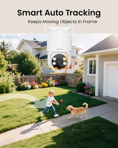 Vista 4 de Anlapus 2 cámaras de seguridad WiFi C281 3MP 2K para exteriores, cámara de seguridad con cable Pan/Tilt de 360°, detección AI, pista automática
