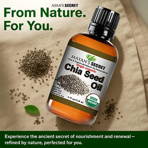 Vista 6 de Mayan's Secret Aceite de semilla de chía, certificado orgánico virgen por USDA, 100% puro y natural, virgen prensado en frío, sin refinar en botella