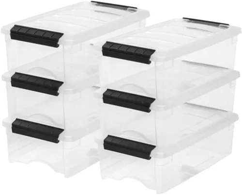 Vista 11 de IRIS USA Contenedores de almacenamiento de plástico apilables de 6 cuartos de galón con tapas, paquete de 3 - Sin BPA, fabricado en EE.UU.