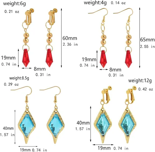 Vista 2 de Genshin Impact - Aretes irregulares para mujer, accesorios de joyería de cosplay, diseño de elementos creativos, regalos de moda para fanáticos