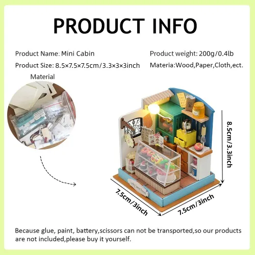 Vista 6 de Kit de casa de muñecas en miniatura y muebles, modelo de casa de muñecas de madera en 3D con cubierta a prueba de polvo y LED, idea creativa