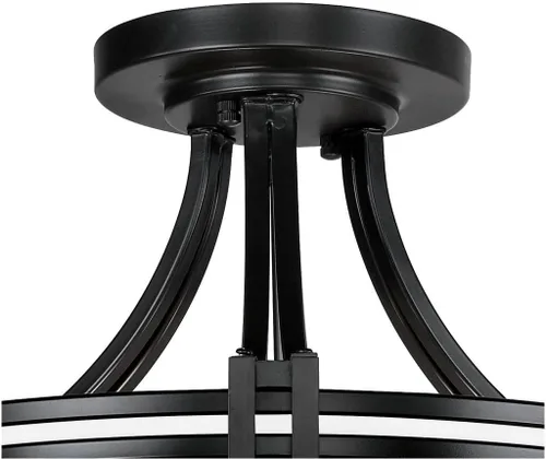 Vista 6 de Deco Collection - Lámpara de techo de cristal blanco bronce oscuro de 16 pulgadas de ancho Semi-Flush Mount Modern Close To Oil Rubbed Brown