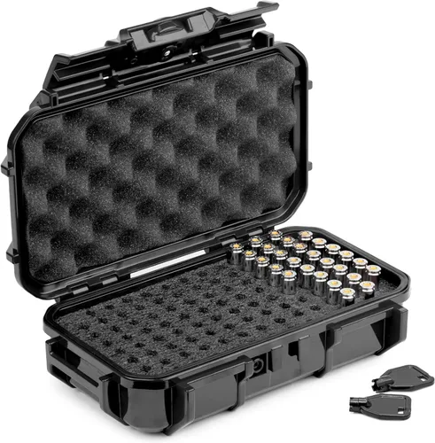 Vista 14 de Evergreen Pistol Ammo Case Compatible with 5.7/9mm/.40/.380-100 Rounds Lockable USA Made Bandera negra