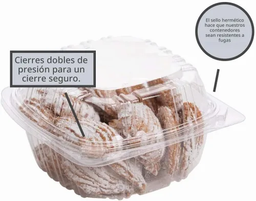 Vista 2 de Recipientes de postre (paquete de 25 – 6 x 6 x 3) contenedores de plástico desechables para alimentos, contenedor de alimentos transparente
