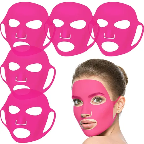 Vista 10 de Maitys 5 piezas de mascarillas faciales de silicona reutilizables para mujeres, mascarilla facial hidratante antiarrugas, cubierta para prevenir