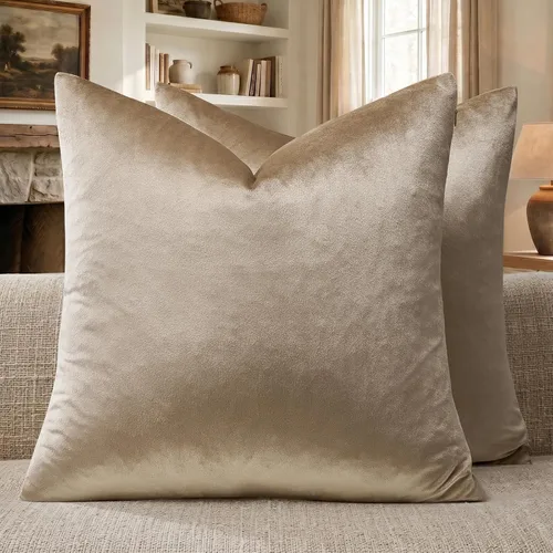 Vista 30 de GIGIZAZA Juego de 2 fundas de almohada doradas de terciopelo de 20 x 20 pulgadas para sofá Almohadas para sofá, tela texturizada suave de 9.88