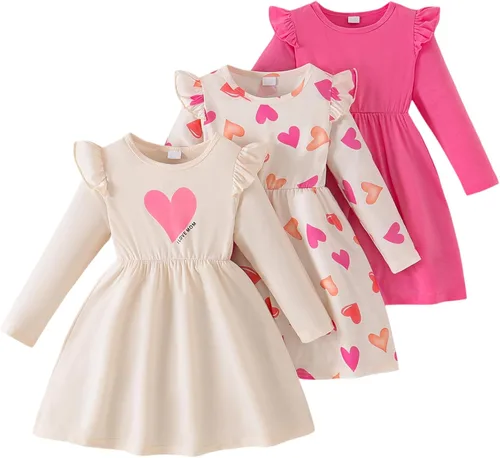 Vista 29 de Vestidos para niñas Vestidos para niñas pequeñas Paquete de 3 Vestido casual de fiesta con estampado patinador acampanado tipo A Vestido de verano
