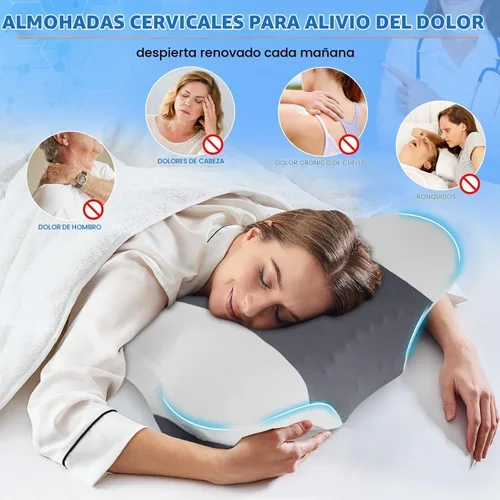 Vista 3 de Almohada cervical para el cuello para dormir de lado, almohadas de espuma viscoelástica, soporte ergonómico para el cuello para aliviar el dolor