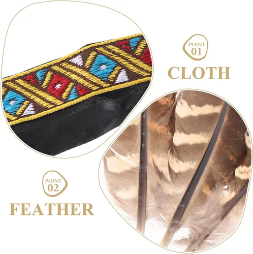 Vista 4 de Diadema de plumas con decoración de corona, tocado de estilo étnico, tocados indios, tocados bohemios, accesorios para el cabello de nativos