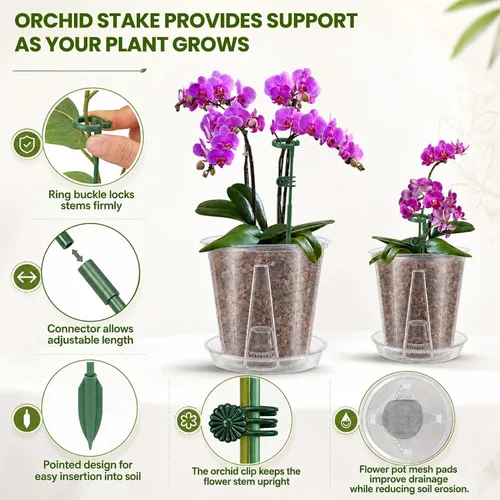 Vista 5 de Paquete de 12 macetas de plástico transparente para orquídeas con 4 pulgadas + 5 pulgadas + 6 pulgadas