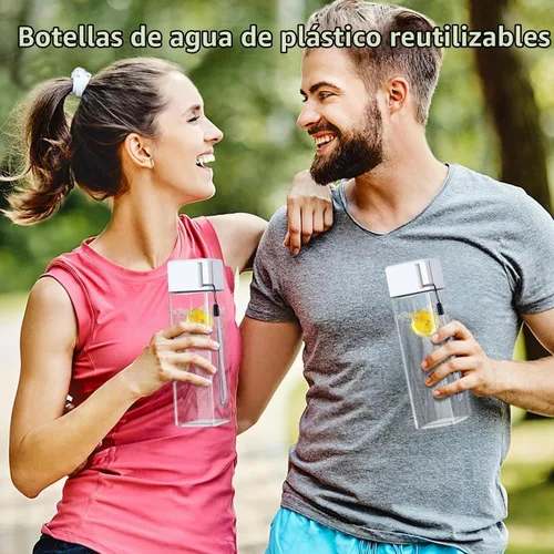 Vista 8 de mwellewm 24 botellas de agua a granel de 17 onzas, botella de agua de plástico reutilizable a prueba de derrames, transparente blanca