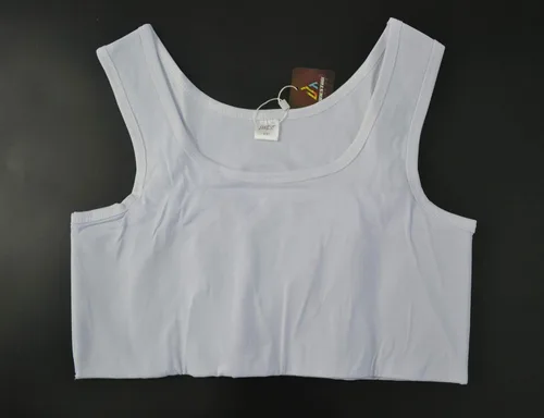 Vista 7 de BaronHong Tomboy Trans Lesbianas Pull On Cierre Pecho Carpeta Corta Tank Top Banda Elástica