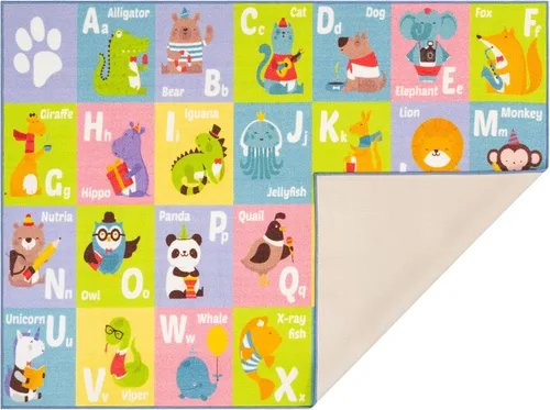 Vista 9 de KC CUBS, tapete para piso, área de aprendizaje educativo, juegos, ABC, alfabeto, animales, para niños y la recámara y sala de juegos de niños.