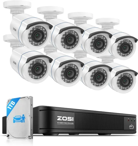 Vista 16 de ZOSI - Cámara de seguridad para exteriores e interiores de 2MP, 1080p HD, 1920TVL (híbrida 4 en 1 HD-CVI/TVI/AHD/960H analógica CVBS), 24 ledes