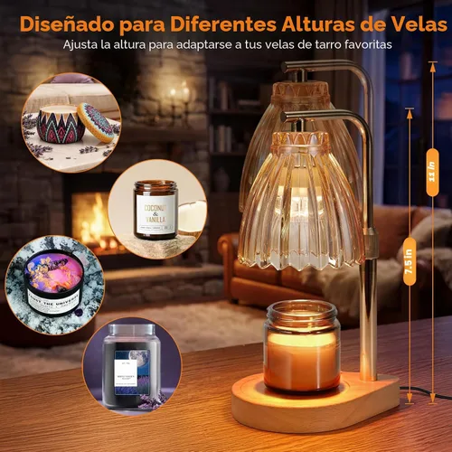 Vista 2 de Regalos de Navidad para mujeres Lámpara calefactora de velas con altura ajustable, temporizador y regulador de intensidad, regalos de cumpleaños