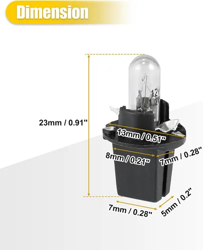 Vista 3 de X AUTOHAUX 5pcs DC 12V 1.2W T5 Dashboard Light Blub Amarillo para Coche Interna con Twist Socket